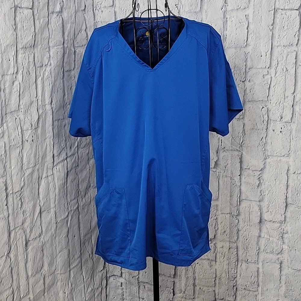 CARHARTT Blue Women's Force Cross Flex Media Scrub Top XL